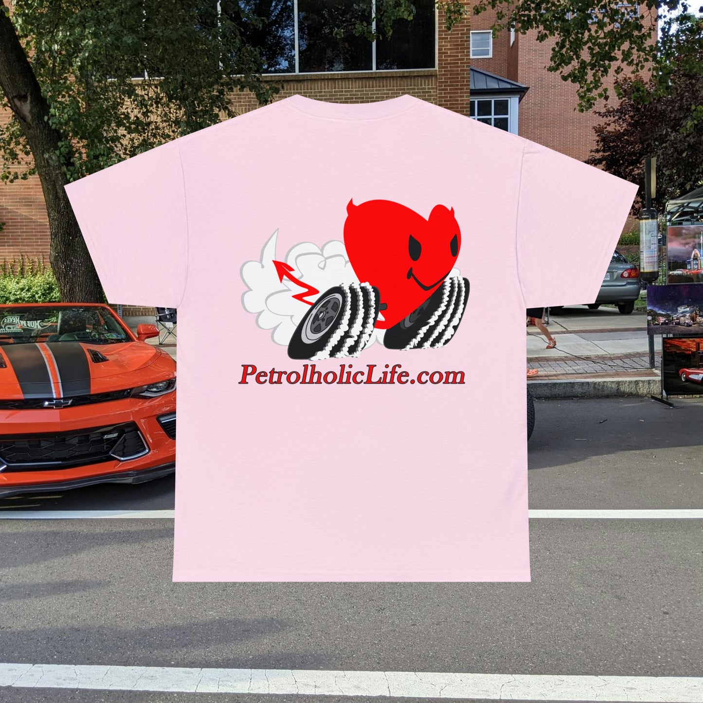 Racing Devilish Heart, also back side - Unisex Heavy Cotton Tee