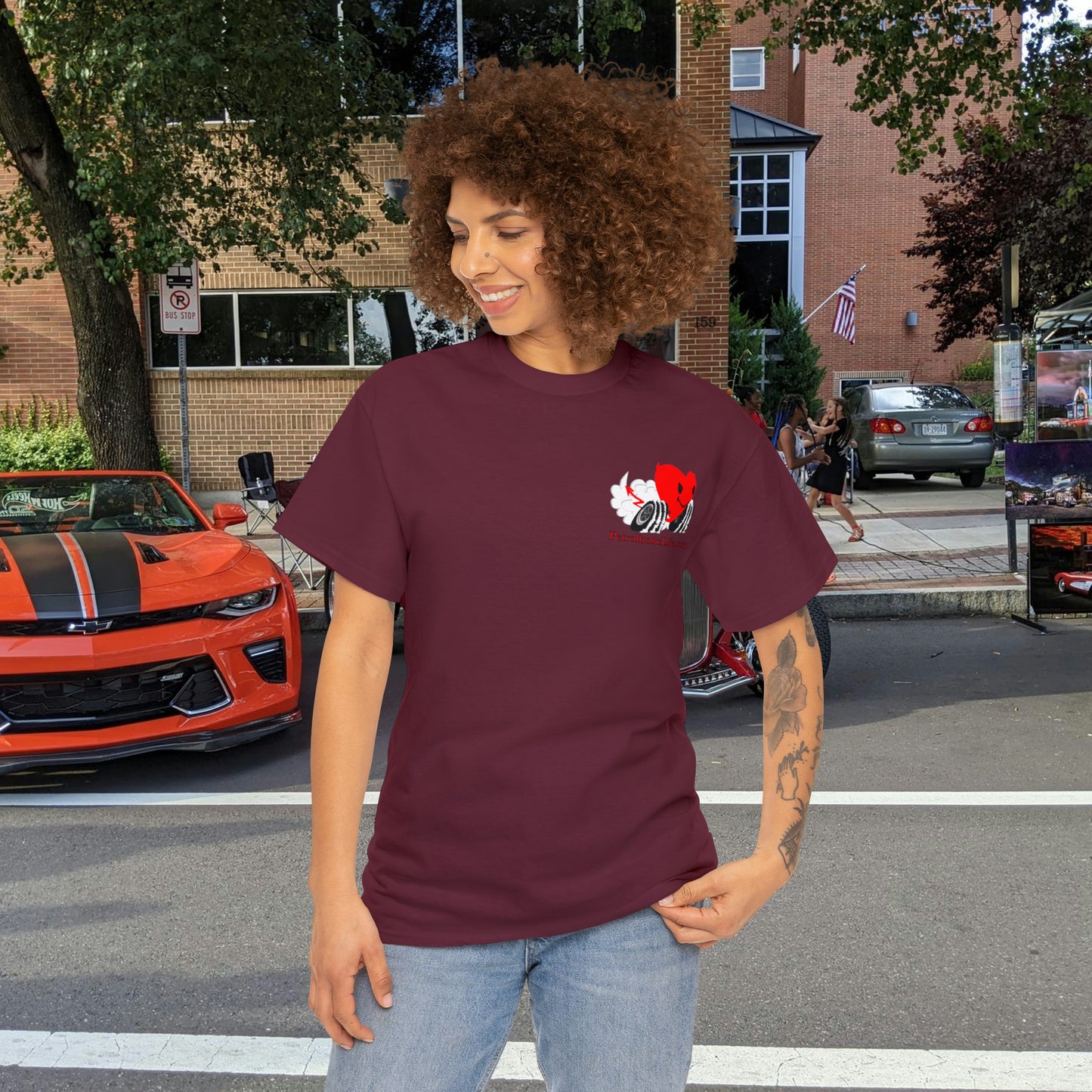 Racing Devilish Heart, also back side - Unisex Heavy Cotton Tee