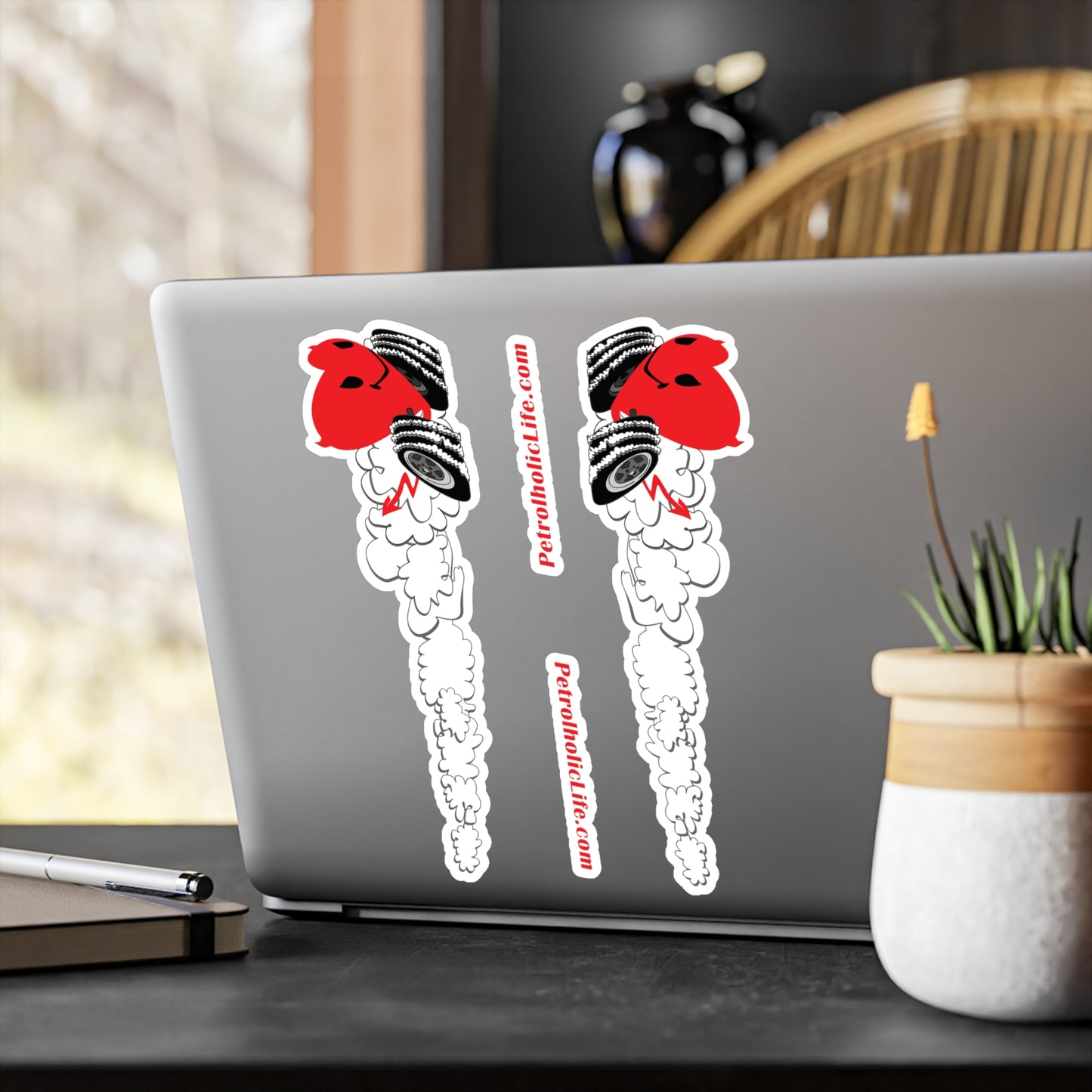 Two mirror images of Devilish Heart! Kiss-Cut Vinyl Decals