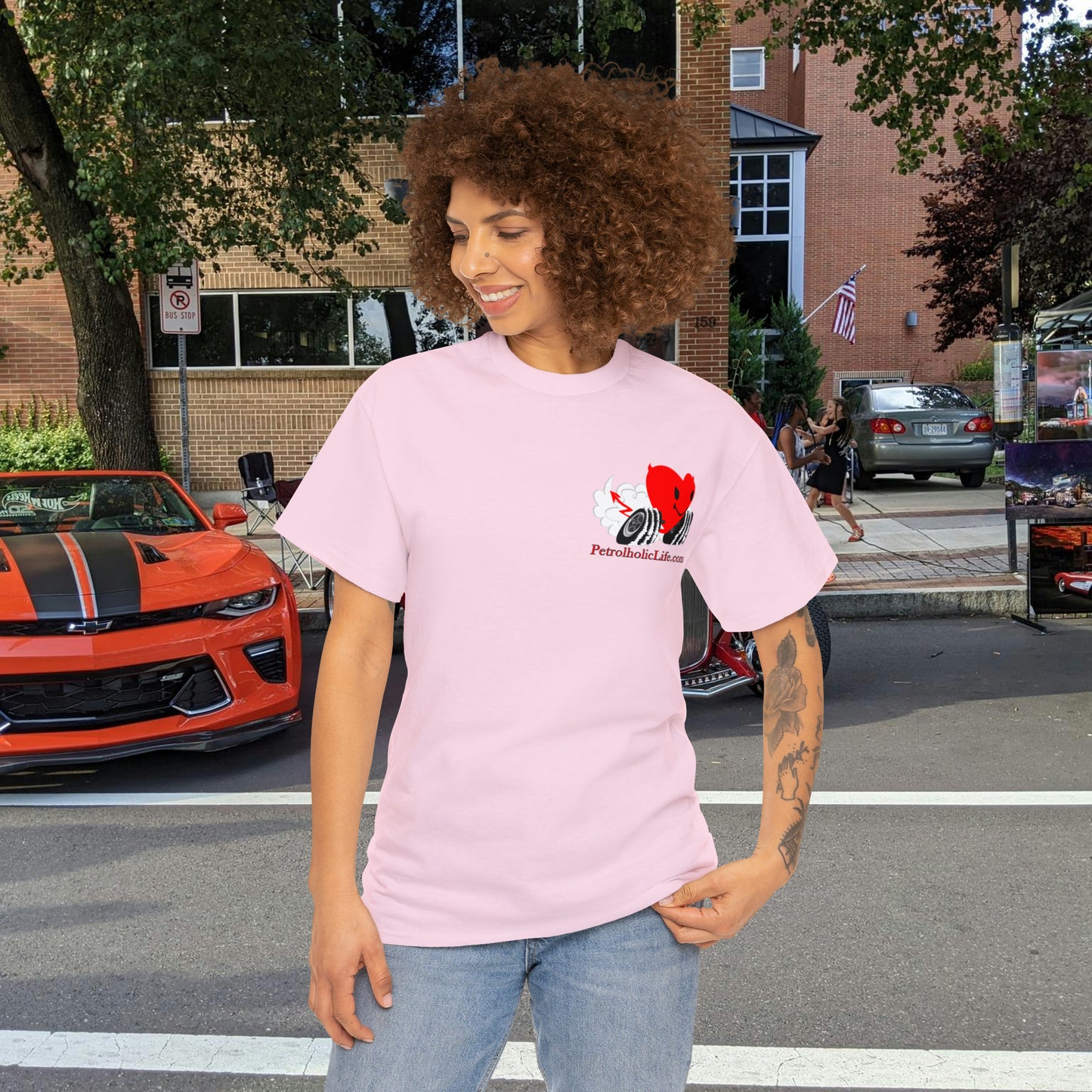 Racing Devilish Heart, also back side - Unisex Heavy Cotton Tee